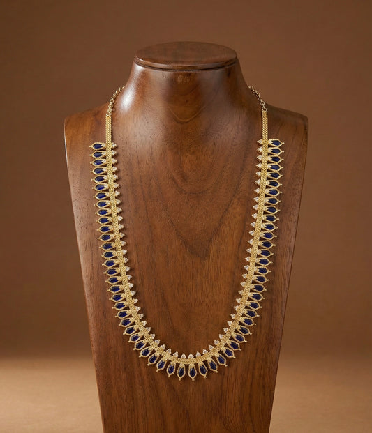 Gold tone blue kerala style nagapadam haar dj-51622