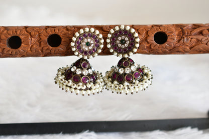 Black finish precious kemp-green pearl big jhumkka dj-52297