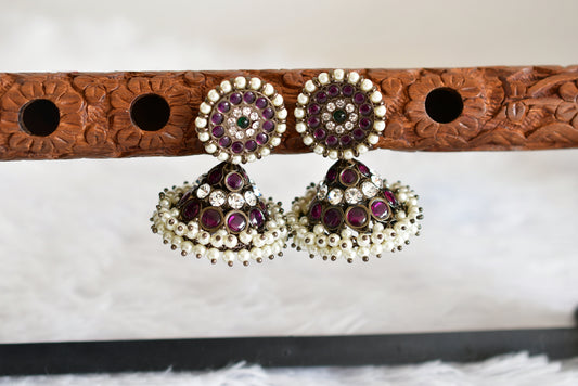 Black finish precious kemp-green pearl big jhumkka dj-52297