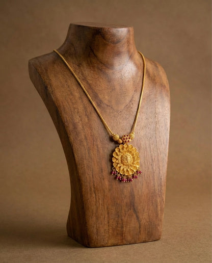 Gold tone pink stone flower kodi necklace dj-51686