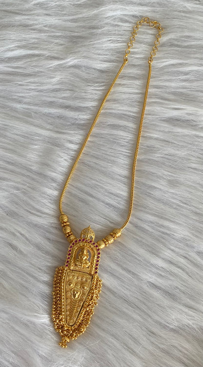 Gold tone kerala style pink stone nettipattam lakshmi necklace dj-54130