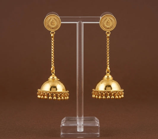 Gold tone kerala style coin long jhumkka dj-54302