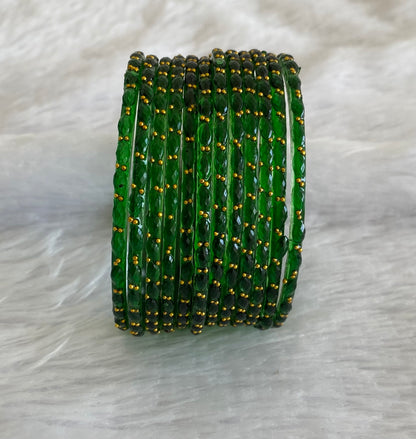 Set of 12 bottle green glass bangles(2.4) dj-52800
