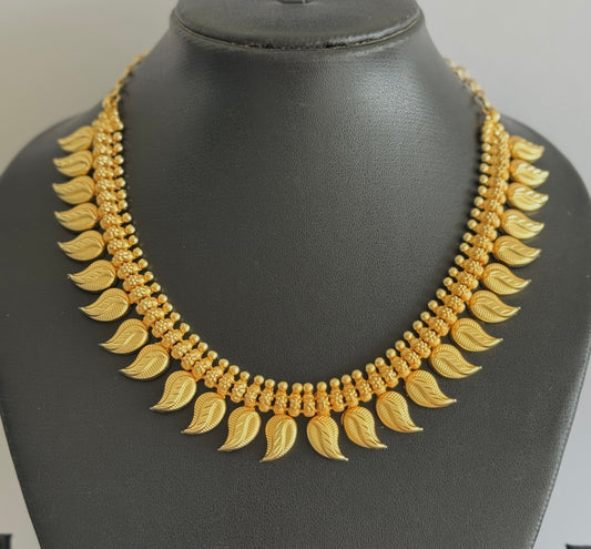 Matte gold tone kerala style mango necklace dj-51653