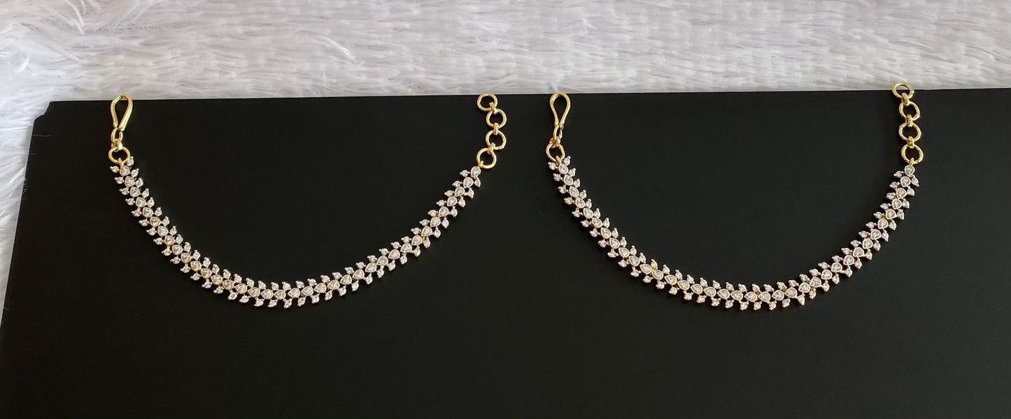 Two tone cz white stone ear side chain dj-54057