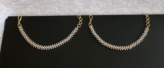 Two tone cz white stone ear side chain dj-54057