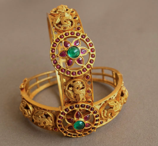Matte finish kemp-green peacock lock type Kada/Bangles (2.4) DJ21955