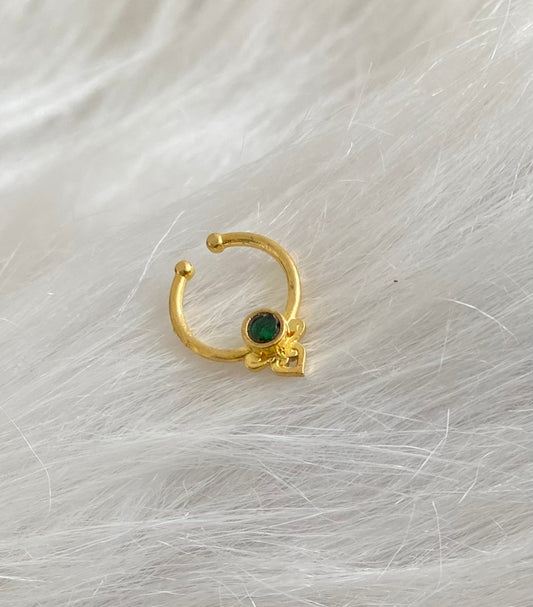 Gold tone green stone nose pin/bulakku dj-53781