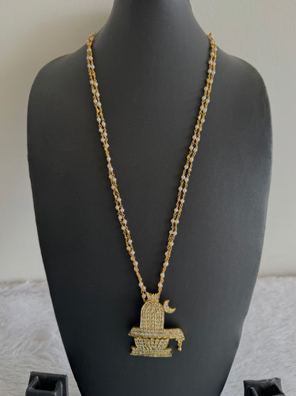 Gold tone 24 inches chain with AD shiva lingam pendant dj-52223