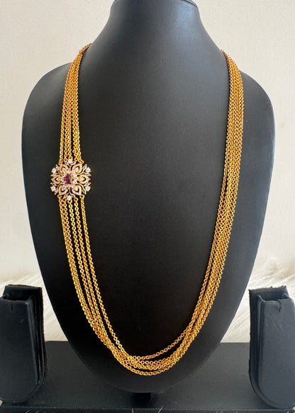 Matte finish cz kemp flower mugappu chandra haar dj-51241