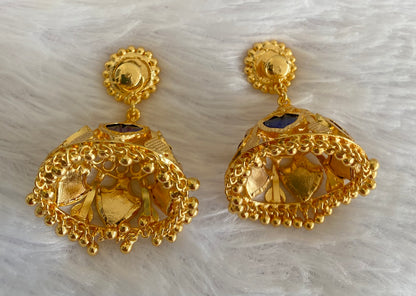 Gold tone kerala style blue 6 petals of palakka jhumkka dj-53136