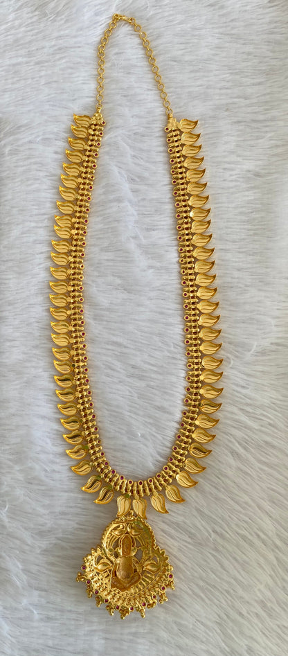 Gold tone pink stone mango ganesha haar dj-53158