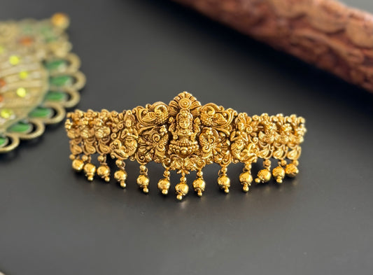 Antique gold tone lakshmi peacock hair clip dj-51345