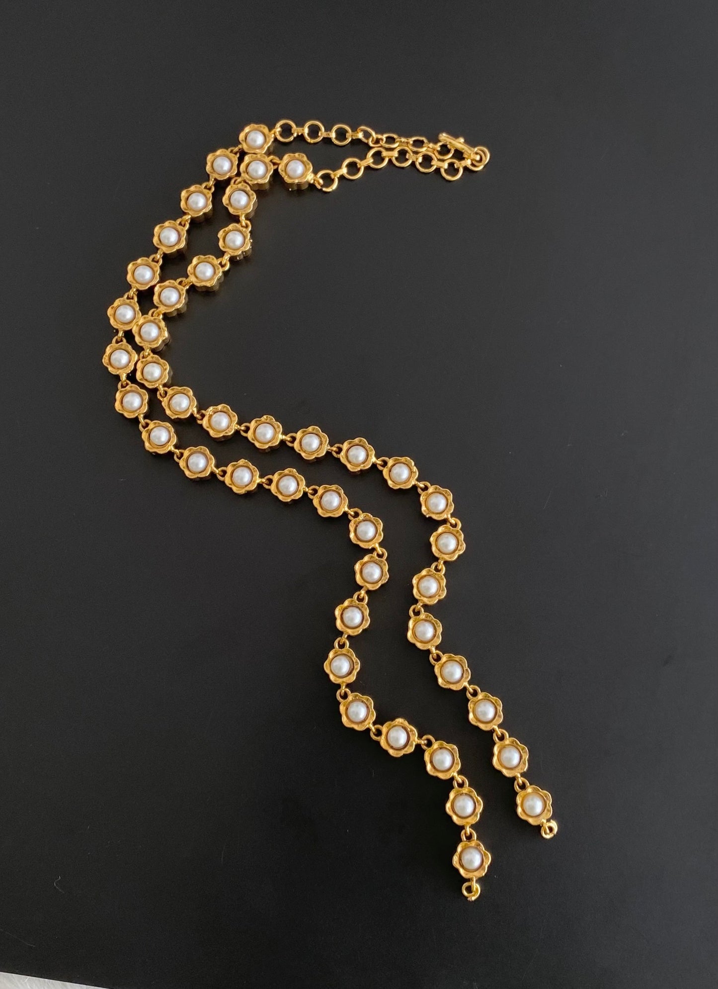 Antique gold tone coral-pearl reversible chain for pendant dj-54240
