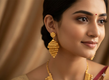 Gold tone Kerala style step jhumkka dj-42438