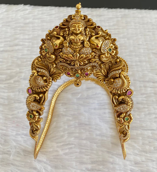 Antique gold tone cz kemp-green white lakshmi peacock elephant vanki/bajuband dj-53003