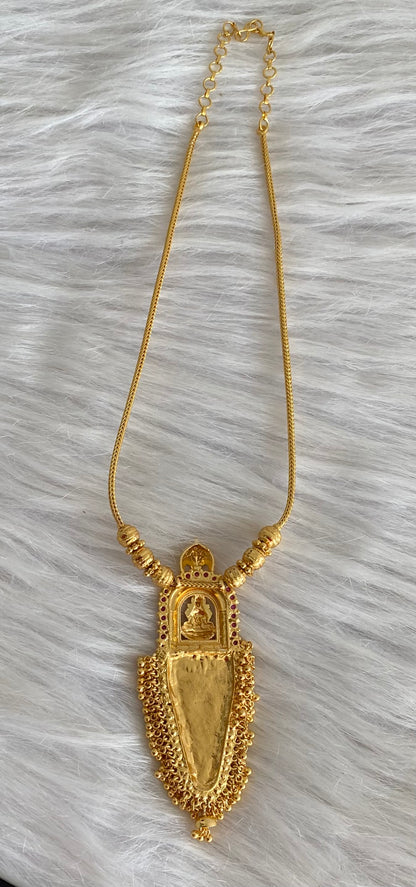 Gold tone kerala style pink stone nettipattam lakshmi necklace dj-54130