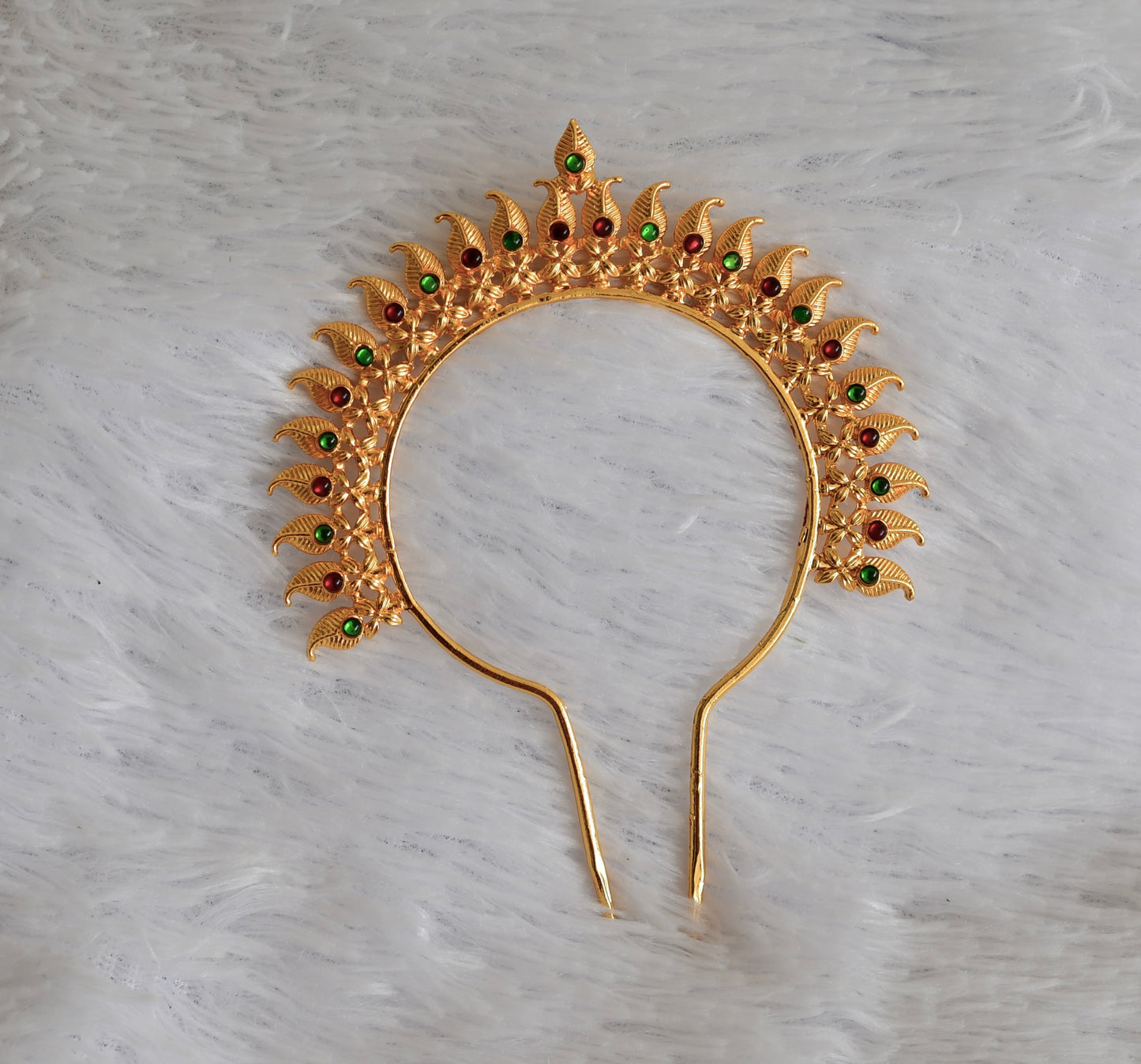 Gold tone kemp-green mango hair jewel/pin dj-52349