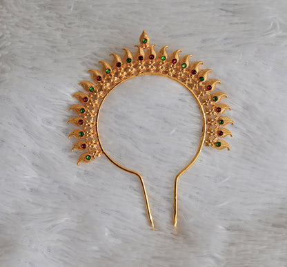 Gold tone kemp-green mango hair jewel/pin dj-52349