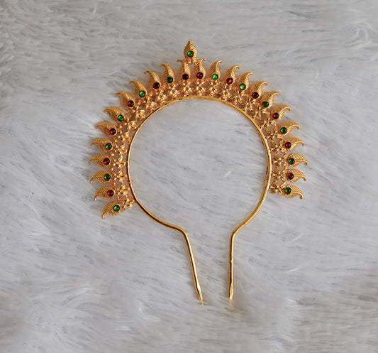 Gold tone kemp-green mango hair jewel/pin dj-52349