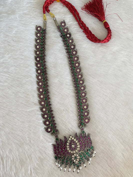 Black finish AD precious kemp-green-white pearl lotus mango haar Dj-53398