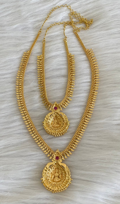 Gold tone ruby stone lakshmi mango combo set dj-54289