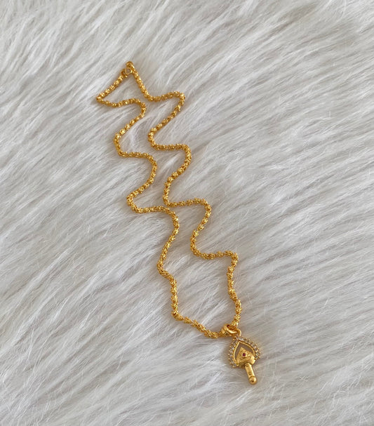 Gold tone 24 inches chain with pink-white stone vel pendant dj-51902