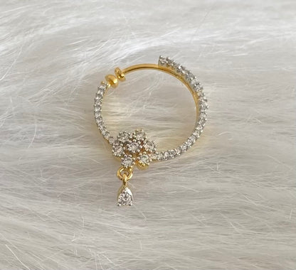 Two tone cz white nose pin dj-53827