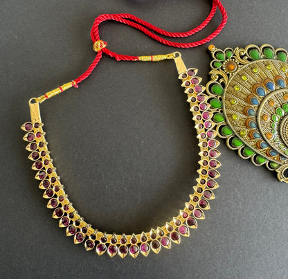 Gold tone precious kemp necklace dj-52001