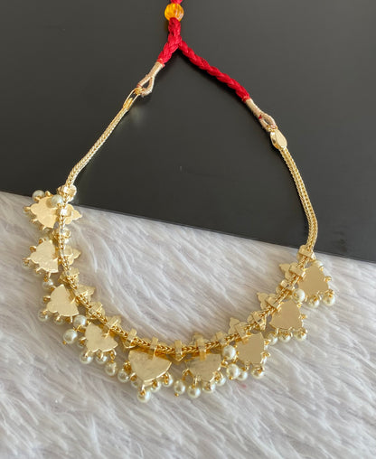 Gold tone precious kemp-green-white pearl necklace dj-53233