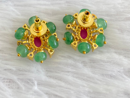 Two tone cz ruby stone green beaded stud/earrings dj-53561
