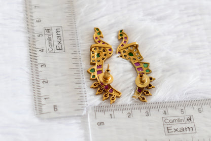 Matte finish kemp-green peacock khanpool earrings dj-52166