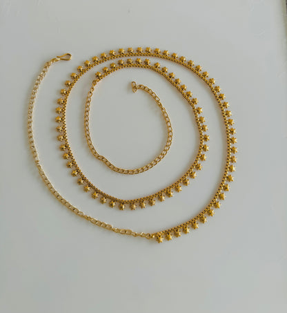 Antique gold tone flower hip/waist chain dj-51384