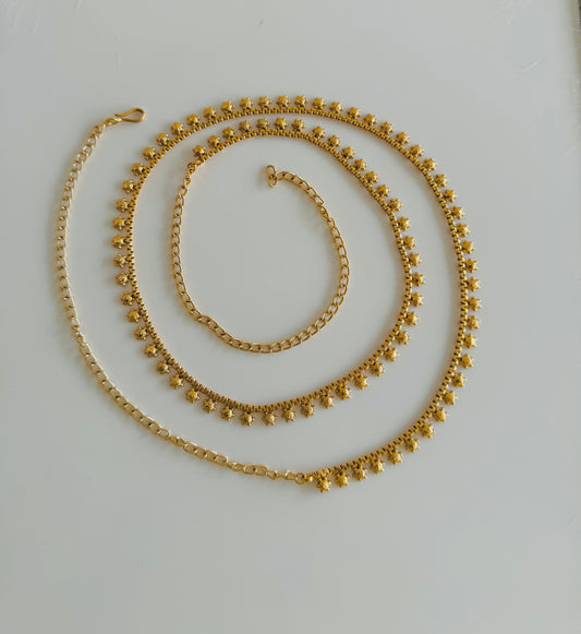 Antique gold tone flower hip/waist chain dj-51384