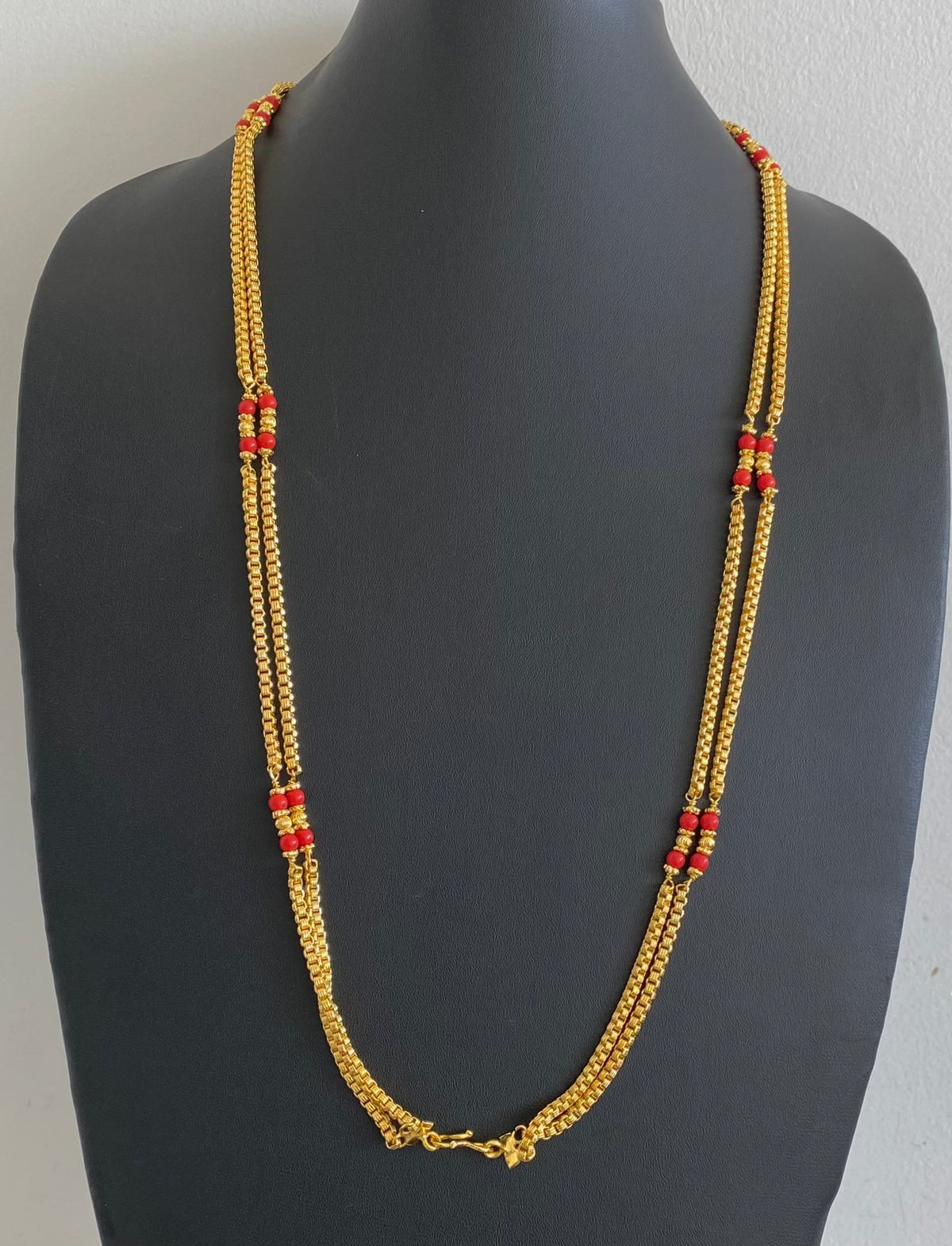 Gold tone double layer coral chain dj-54976