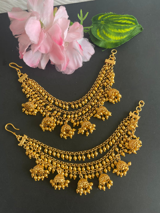 Matte finish jhumkka ear side chain dj-51119