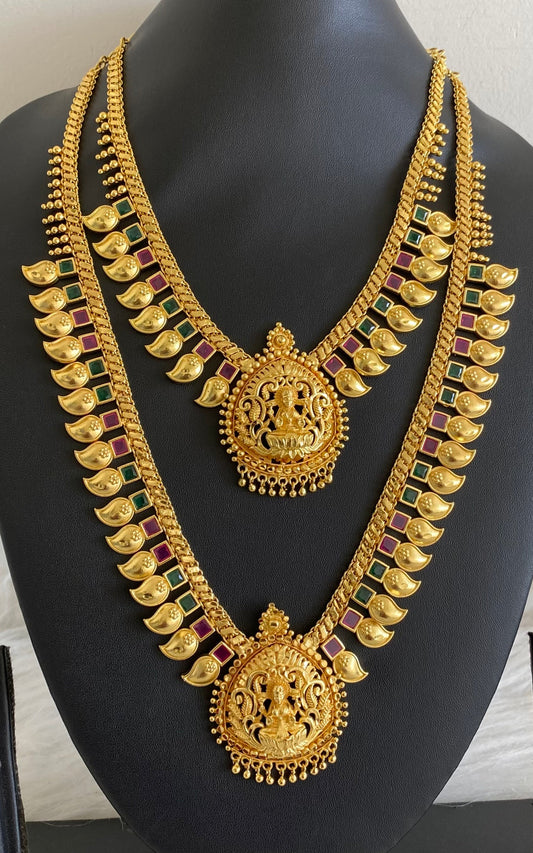 Gold tone pink-green lakshmi mango combo set dj-54278