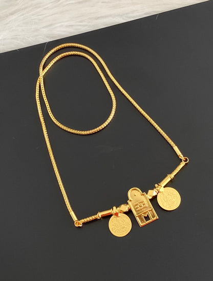 Gold tone 24 inches chain shiva-lakshmi coin mangalyam dj-54555