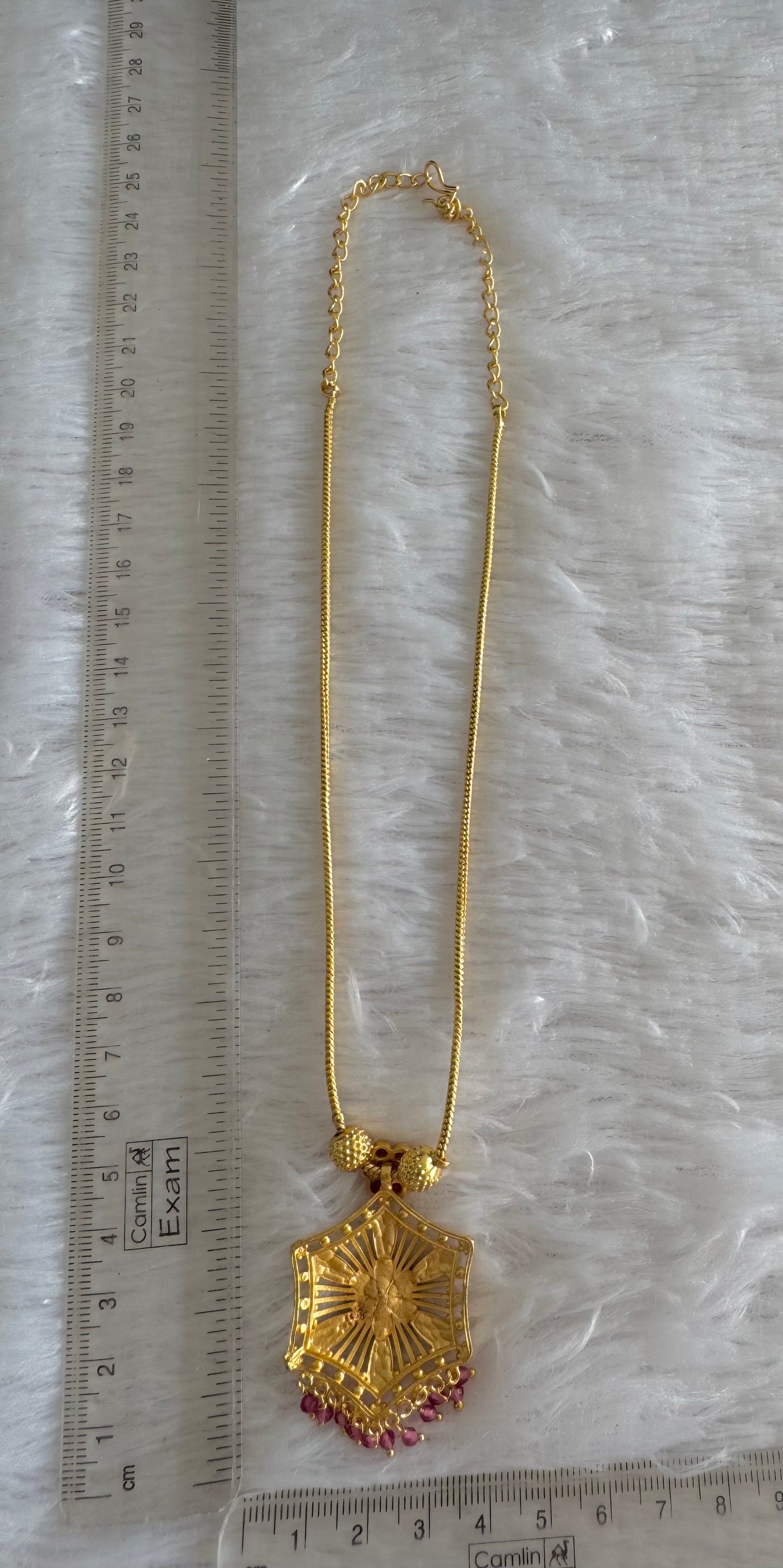 Gold tone pink stone flower kodi necklace dj-51682