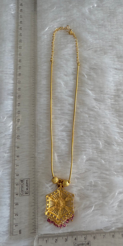 Gold tone pink stone flower kodi necklace dj-51682