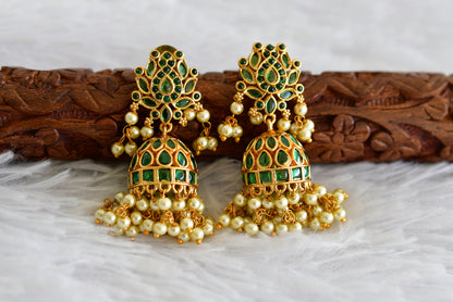 Matte finish green pearl lotus jhumkka dj-52153