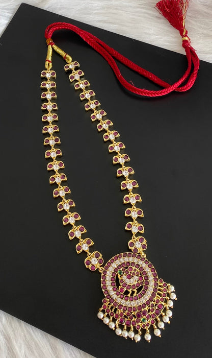 Gold tone precious kemp-green-white round pearl peacock haar dj-53941
