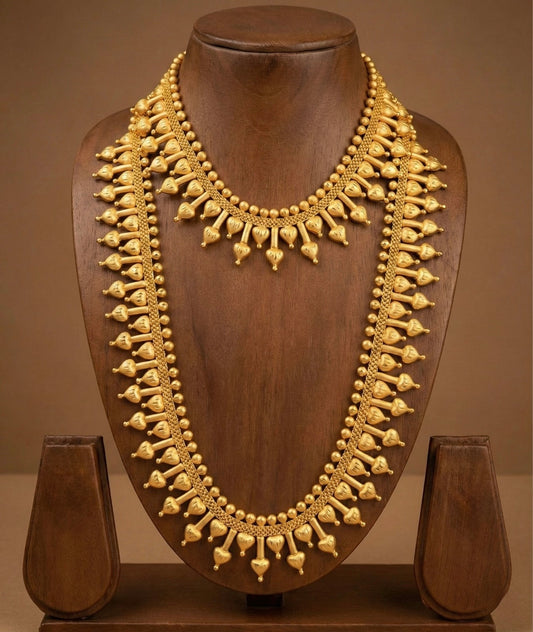 Matte Gold tone kerala style heart combo set dj-51647
