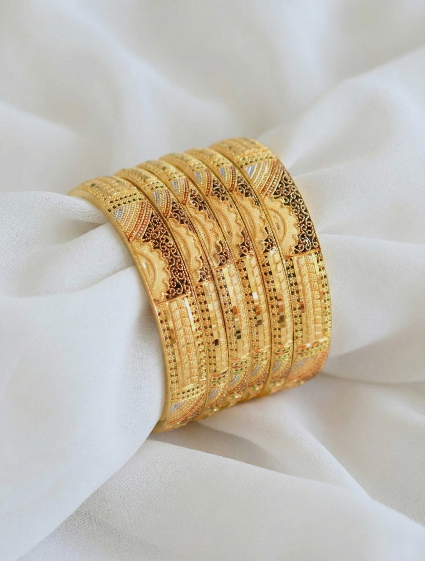 Gold forming Set Of 6 Bangles(2.10) dj-17977