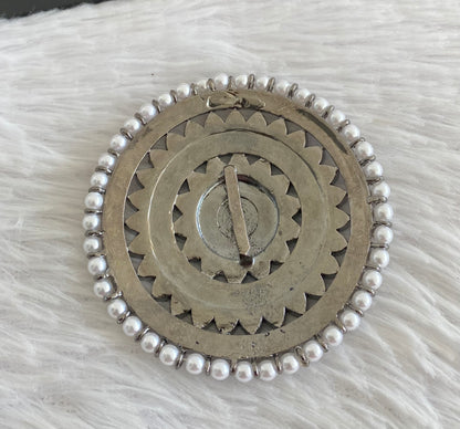 Black finish precious kemp-green-white pearl round flower hair jwell(rakodi) dj-53388