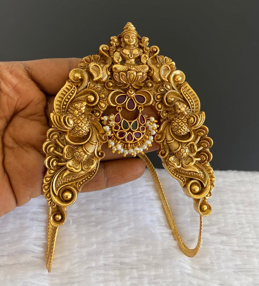Antique gold tone kemp-green-pearl lakshmi peacock elephant vanki/bajuband dj-53004