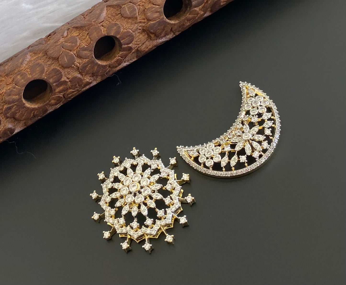 Two tone AD  flower sun moon hair jewel dj-53647