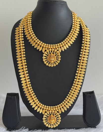 Matte Gold tone kerala style Lakshmi combo set dj-51648