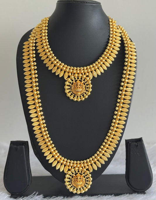 Matte Gold tone kerala style Lakshmi combo set dj-51648