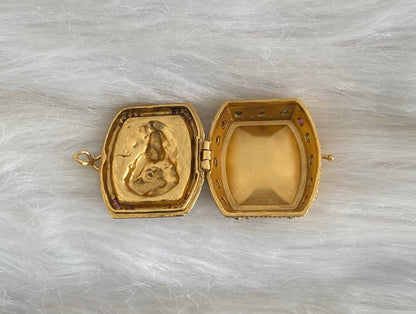 Antique gold tone kemp-green ma lakshmi kumkum box dj-54456